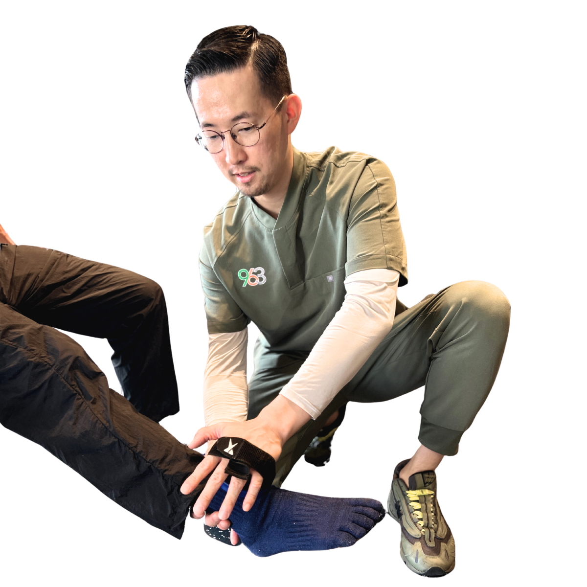 ActiveForce2で筋力を測定している様子